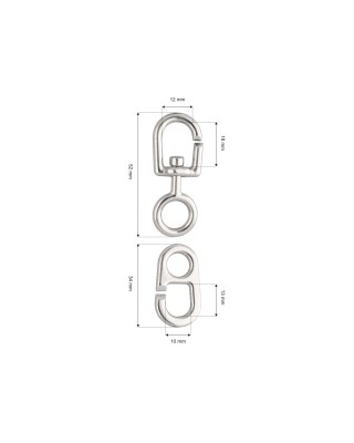 Karabińczyk metalowy 12 mm yme0183(0270) nikiel połysk
