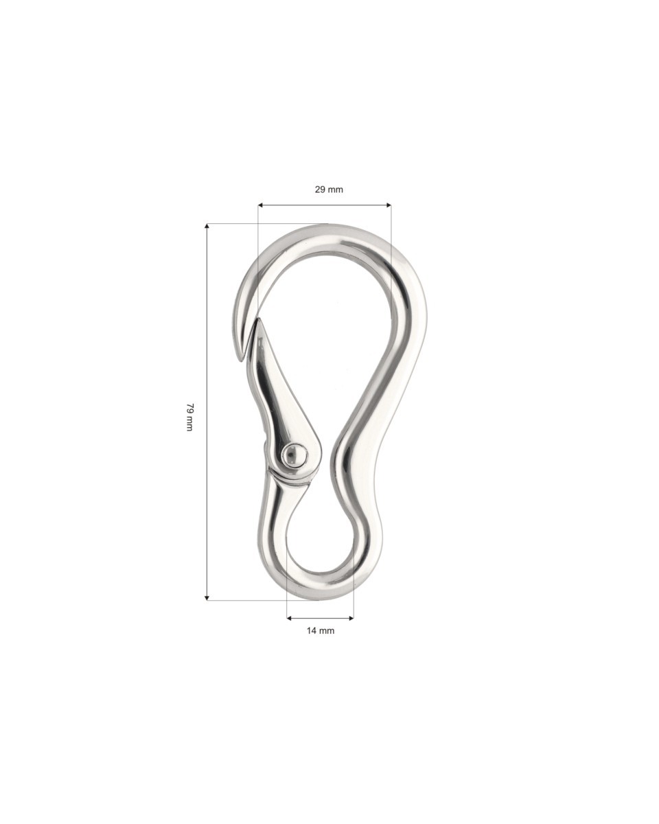 EXTRA SHINING METAL SNAP HOOK 14 MM CHROBRY GLOSSY NICKEL 1 PCS