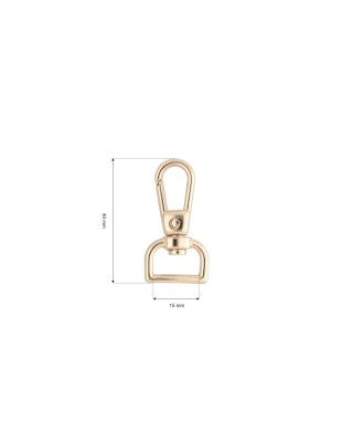 Karabińczyk metalowy 15 x 40 mm yme3113(0277) jasne złoto