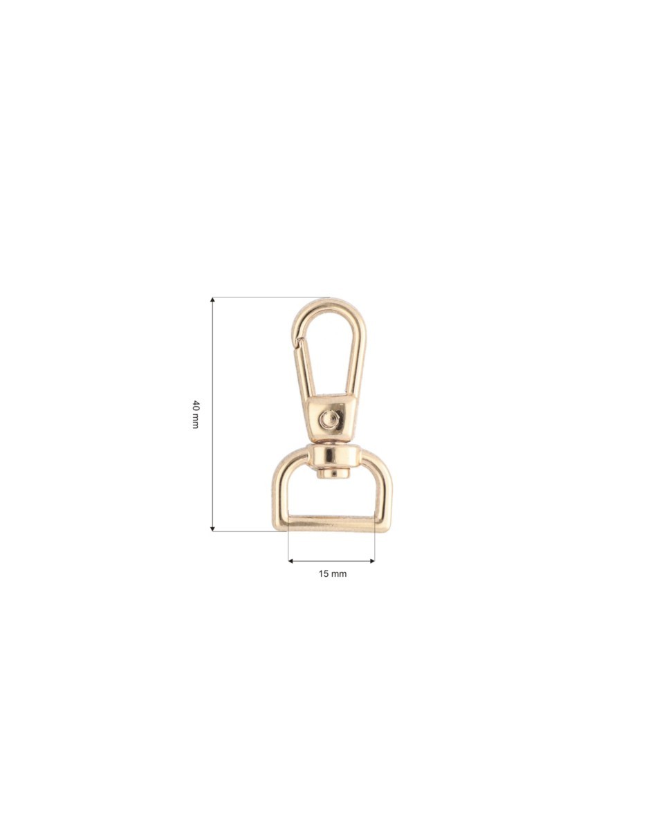 Karabińczyk metalowy 15 x 40 mm yme3113(0277) jasne złoto