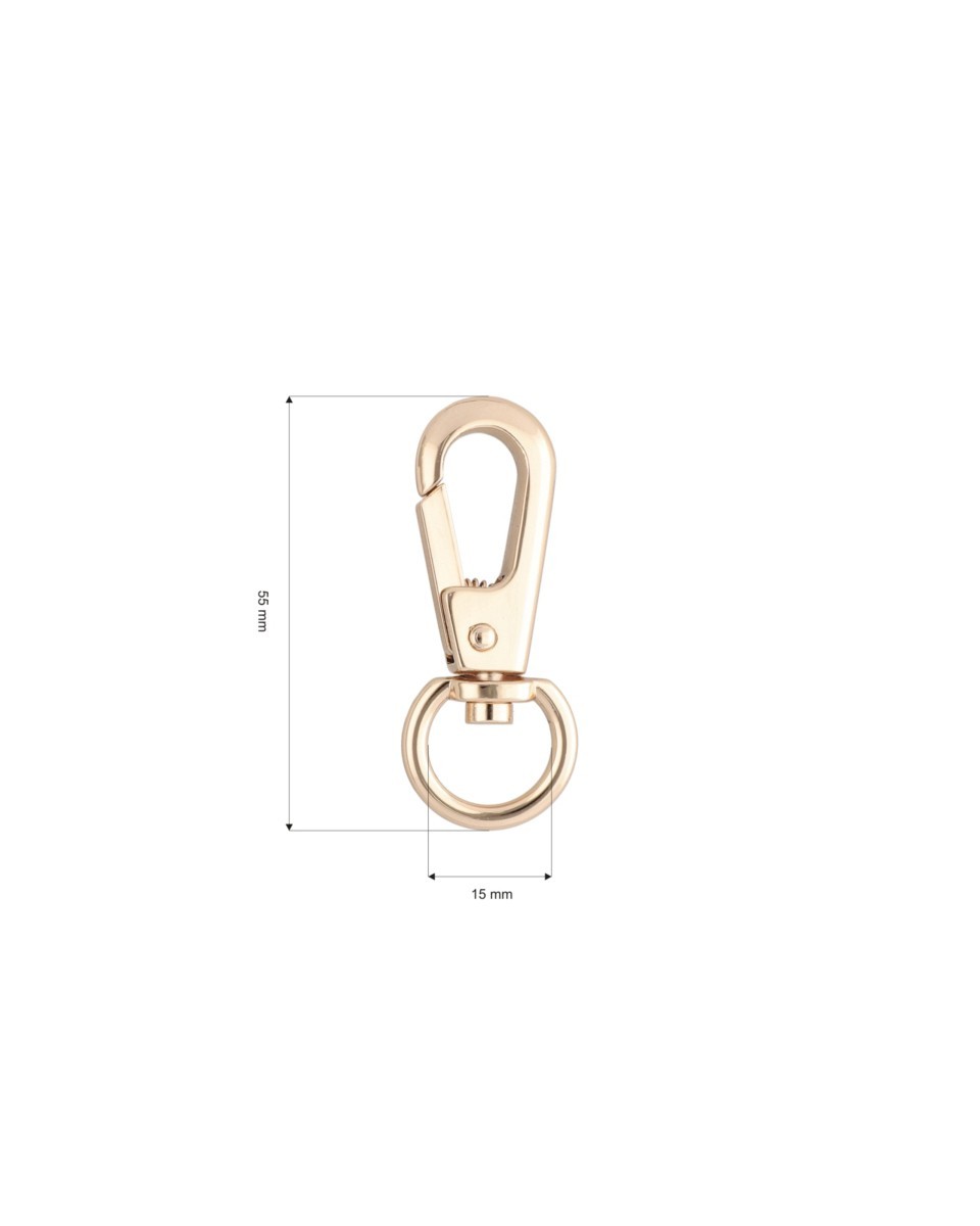 Karabińczyk metalowy 15 mm yme3113(0277) jasne złoto