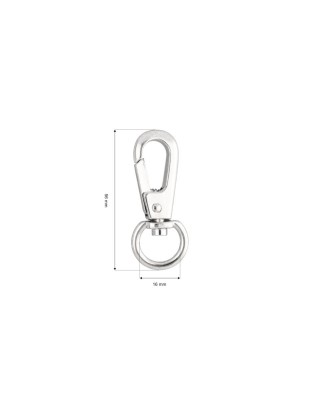 EXTRA   SHINING METAL SNAP  HOOK 16 MM HENRYK GLOSSY NICKEL 1 PCS