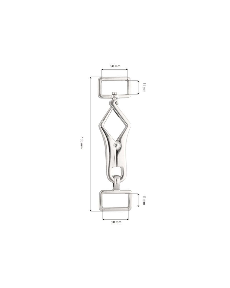 Karabińczyk metalowy 20 mm 0325-0210 nikiel połysk