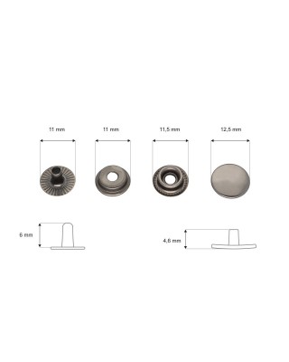 Kovová patentka nerezova 12.5 mm  černý nikl 200 ks