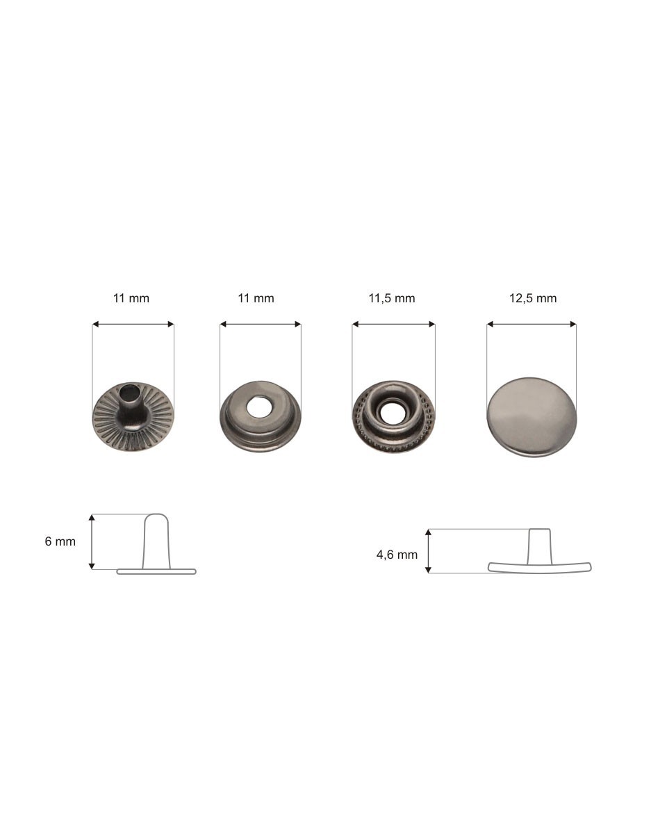 Napa nierdzewna 12,5 mm czarny nikiel