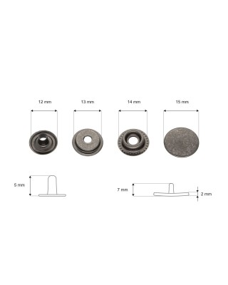 Napa nierdzewna 15 mm czarny nikiel