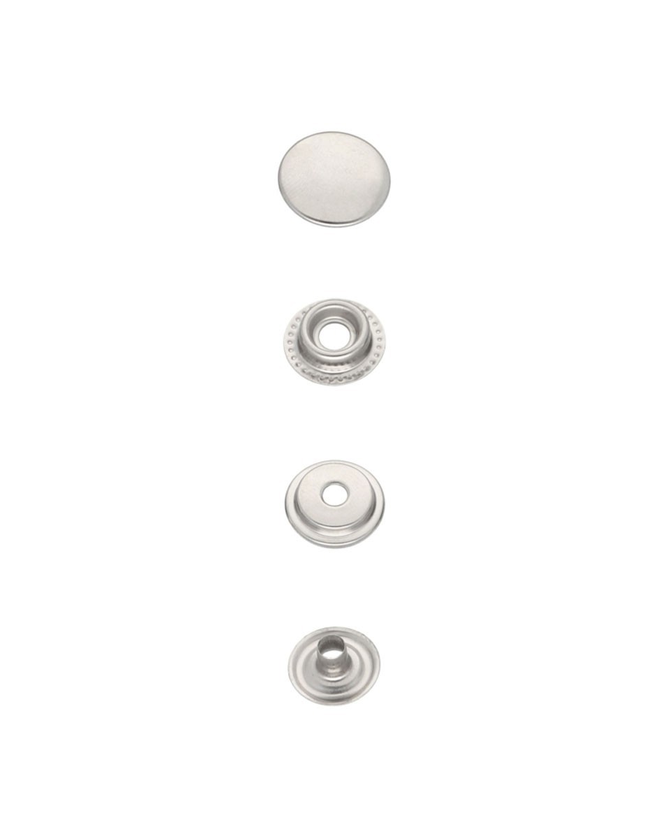 Stainless metal snap fastener 15 mm nickel 2g 200 pcs
