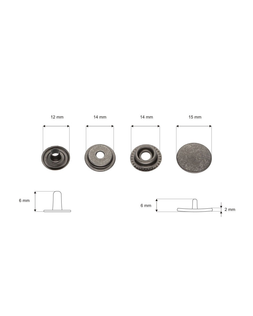 Napa nierdzewna 15 mm czarny nikiel 2G