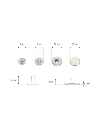 Metal snap fastener alfa 10 mm nickel