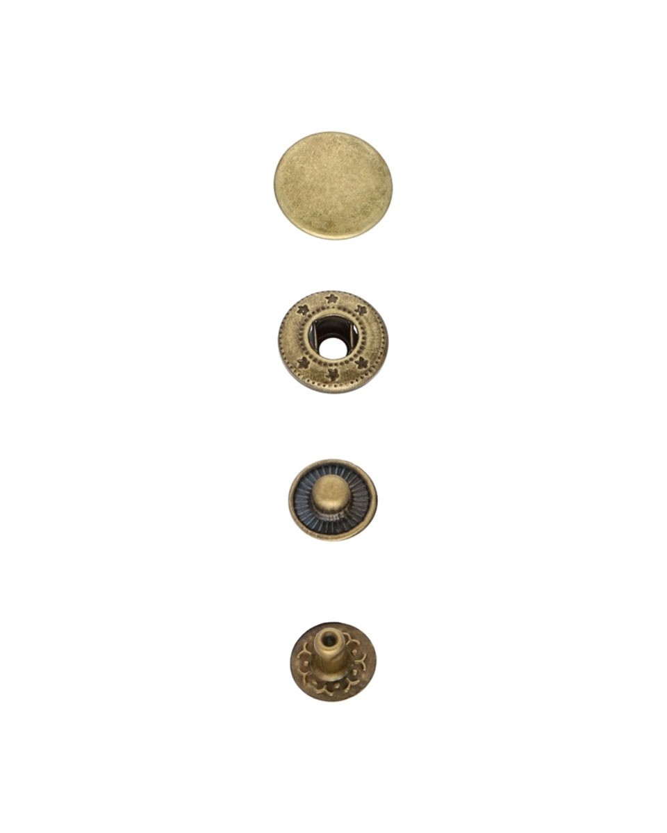 Metal snap fastener alfa 15 mm old gold