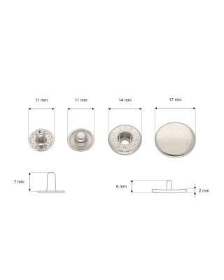 Metal snap fastener alfa 17 mm nickel