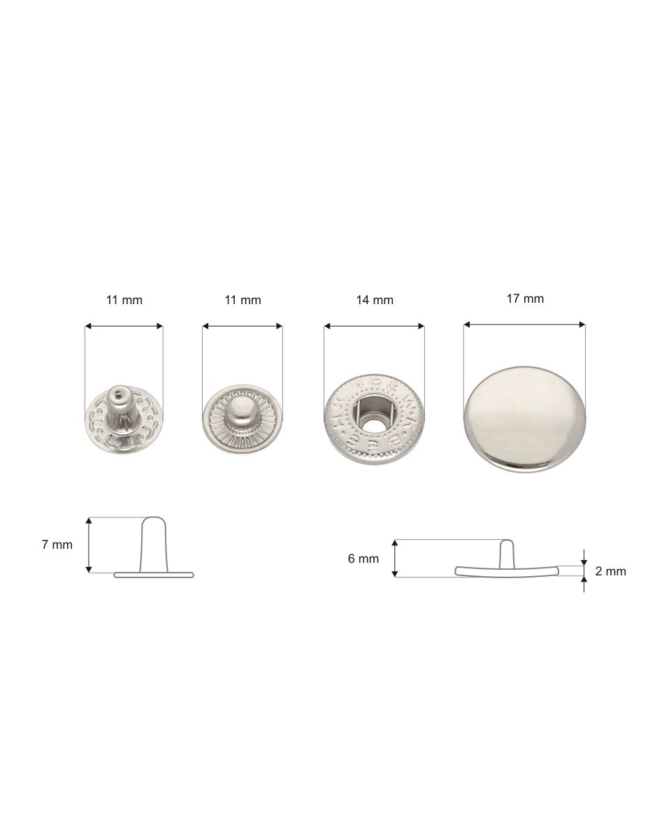 Metal snap fastener alfa 17 mm nickel
