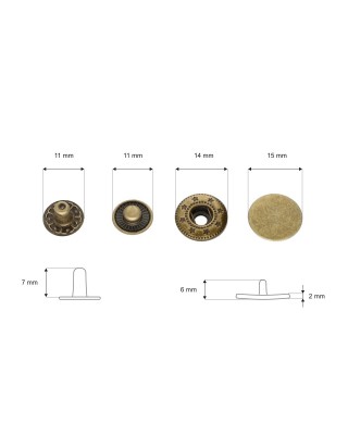 Napa metalowa alfa 17 mm stare złoto