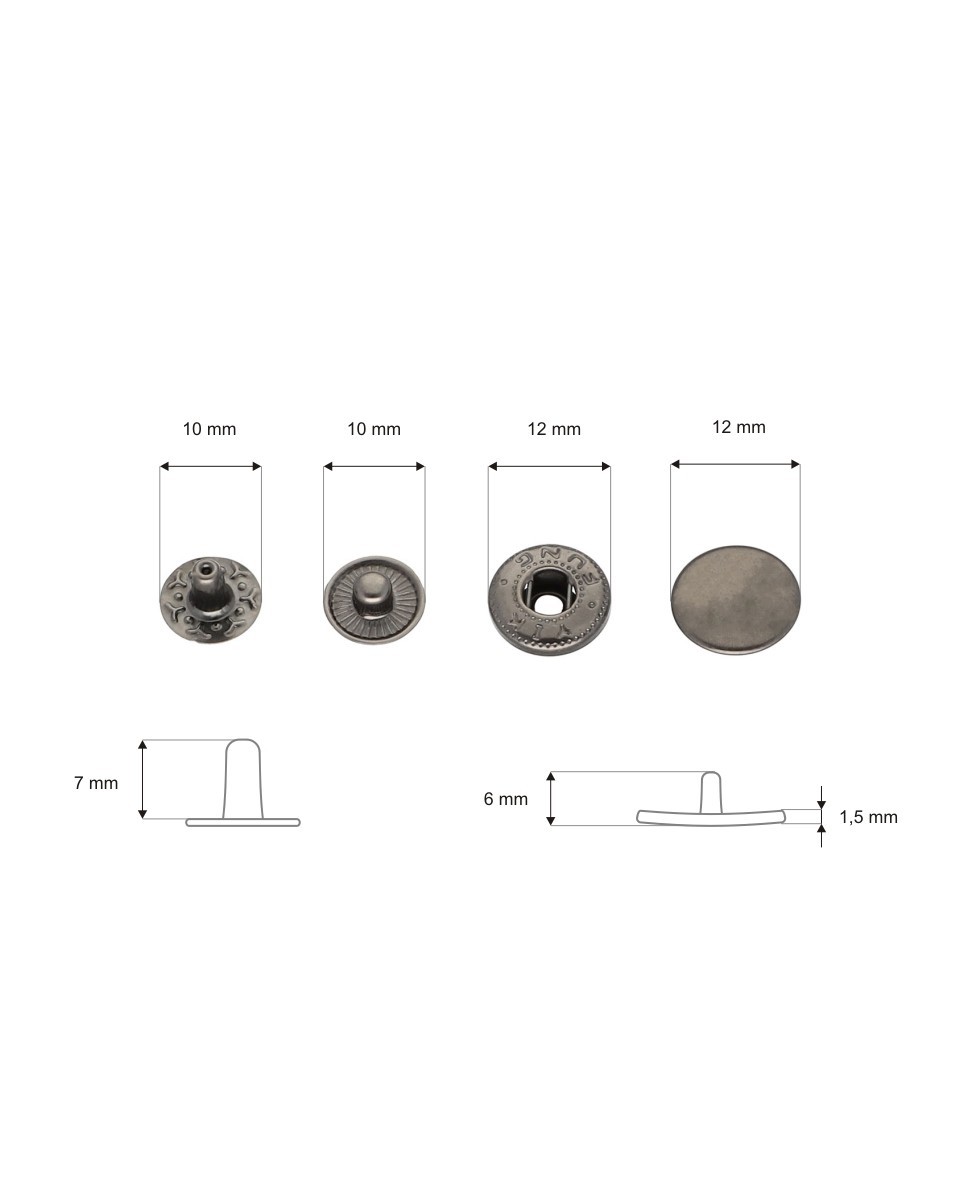 Napa metalowa alfa 12,5 mm czarny nikiel