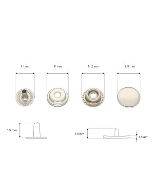 Metal snap fastener 12.5 mm nickel 200 pcs