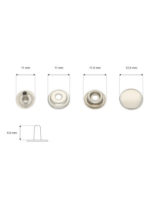 Metal snap fastener 12,5 mm nickel 720  pcs