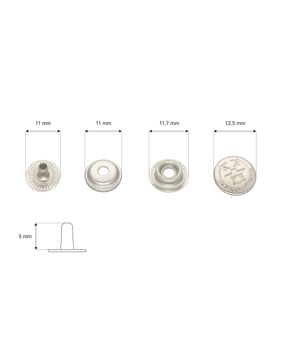 Metal snap fastener 12,5 mm nickel 720 pcs