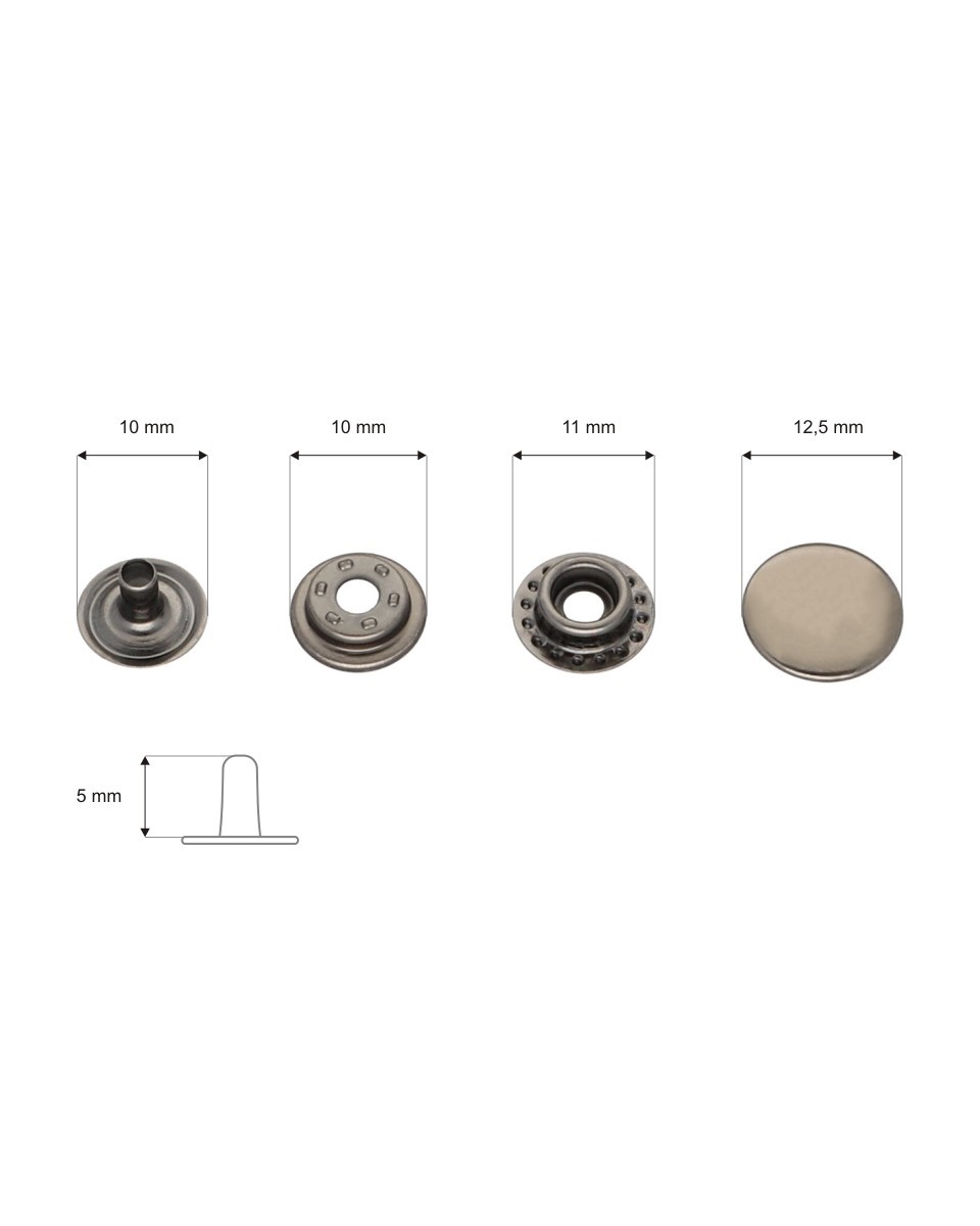 Napa metalowa 12,5 mm czarny nikiel 200 szt.