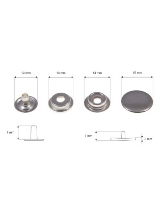 Metal snap fastener 15 mm nickel 720 pcs