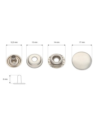 Metal snap fastener 17 mm nickel 720 pcs