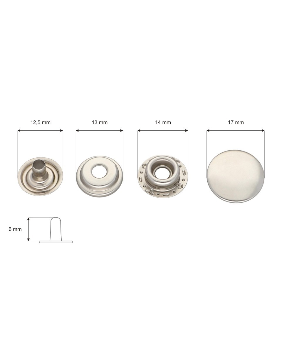 Metal snap fastener 17 mm nickel 720 pcs