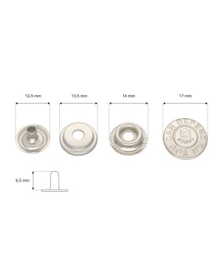 Metal snap fastener 17 mm nickel 720 pcs