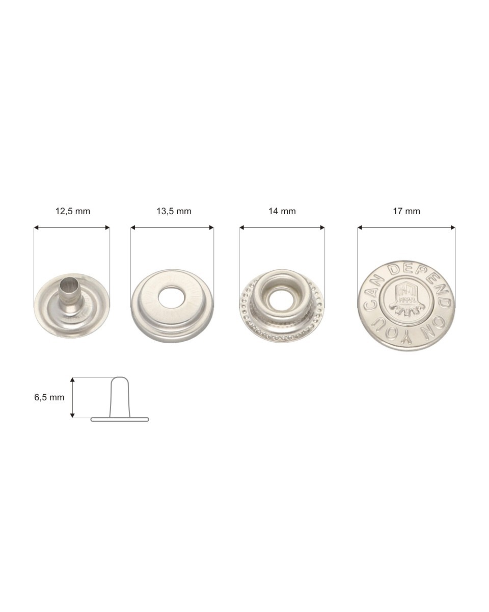 Metal snap fastener 17 mm nickel 720 pcs