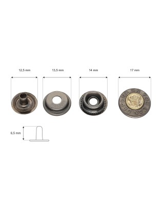 Metal snap fastener 17 mm black nickel 720 pcs
