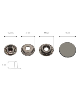Metal snap fastener 17 mm black nickel 720 pcs