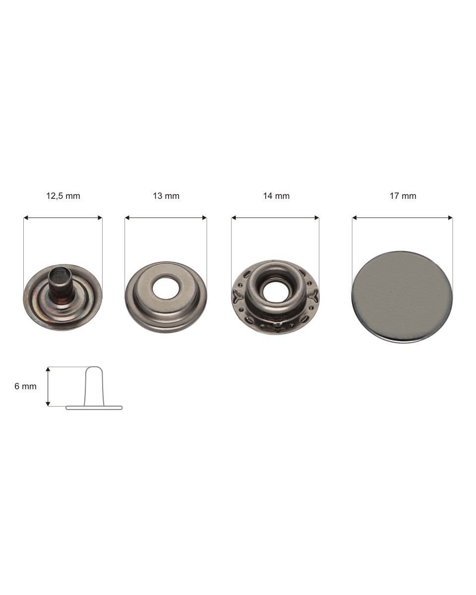 Metal snap fastener 17 mm black nickel 720 pcs