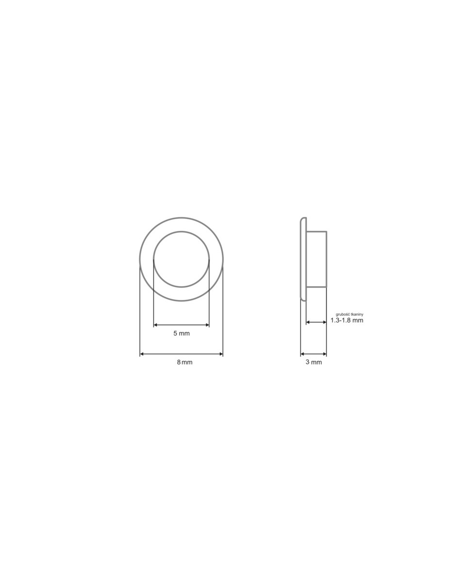 Oczko metalowe z podkładką  5/8/3 mm nikiel