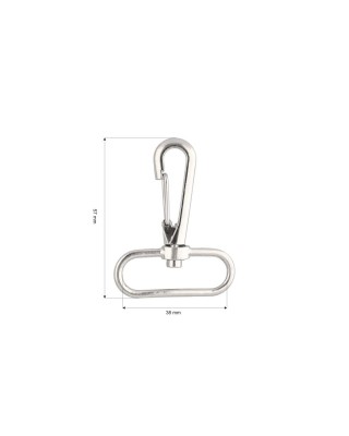 METAL SNAP HOOK 38 MM HIPOLIT NICKEL 100   PCS
