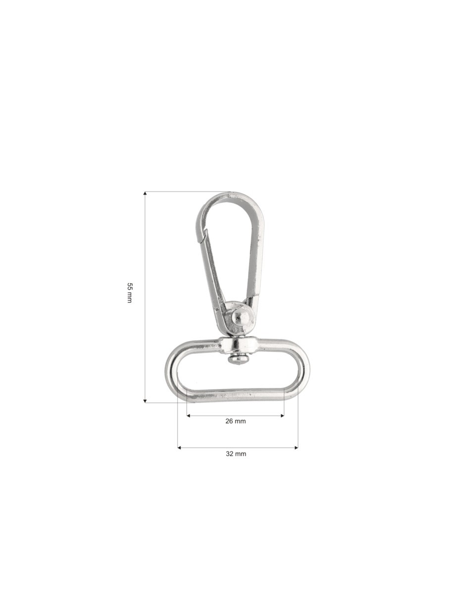 METAL SNAP  HOOK 30 MM  BORYS NICKEL 1 PCS