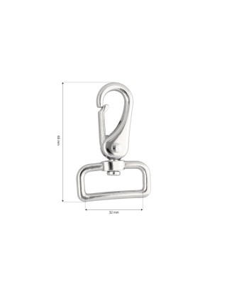 METAL SNAP HOOK 32 MM  DOMINIK NICKEL 1 PCS