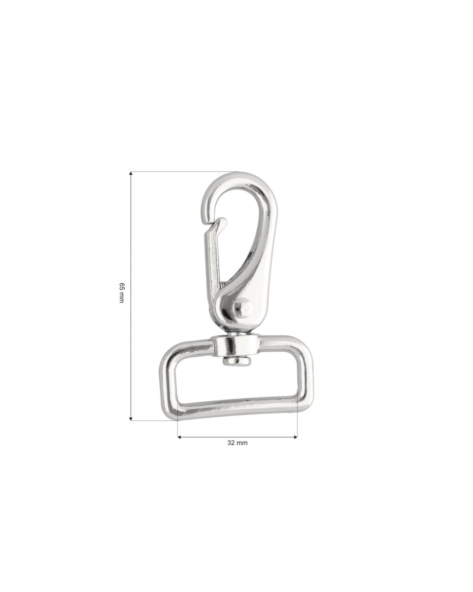 METAL SNAP HOOK 32 MM  DOMINIK NICKEL 1 PCS