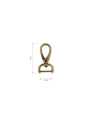 METAL SNAP HOOK 19 MM MAURYCY OLD GOLD 1   PCS