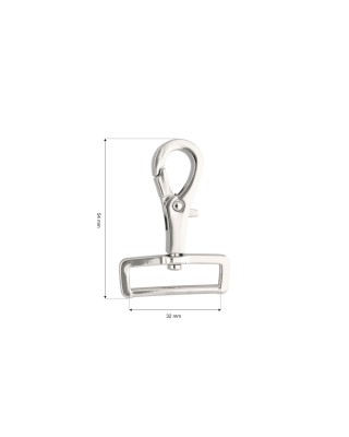 EXTRA SHINING METAL SNAP HOOK 30 MM ZYGMUNT  GLOSSY NICKEL 1 PCS