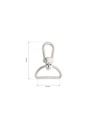 EXTRA SHINING METAL SNAP HOOK 30 MM LUDWIK  GLOSSY  NICKEL 1 PCS