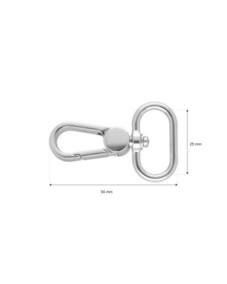 METAL SNAP HOOK 25 MM GLOSSY ADAM NICKEL 100 PCS