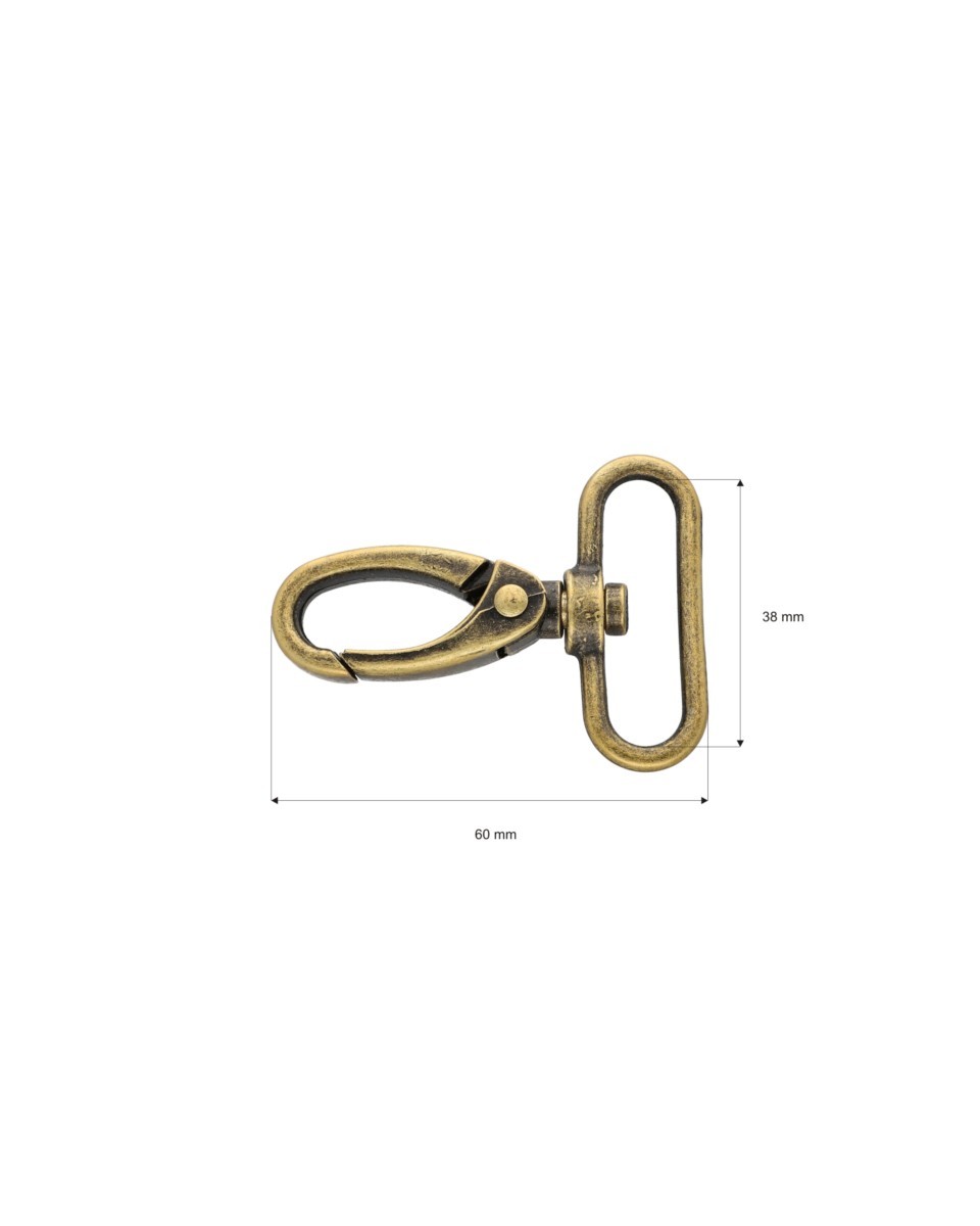 METAL SNAP HOOK RF-111 38 MM OLD GOLD 1 PCS