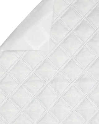 QUILTED POLYESTER LINING   FABRIC CHESSBOARD&nbsp180T (501)  WHITE 150 CM