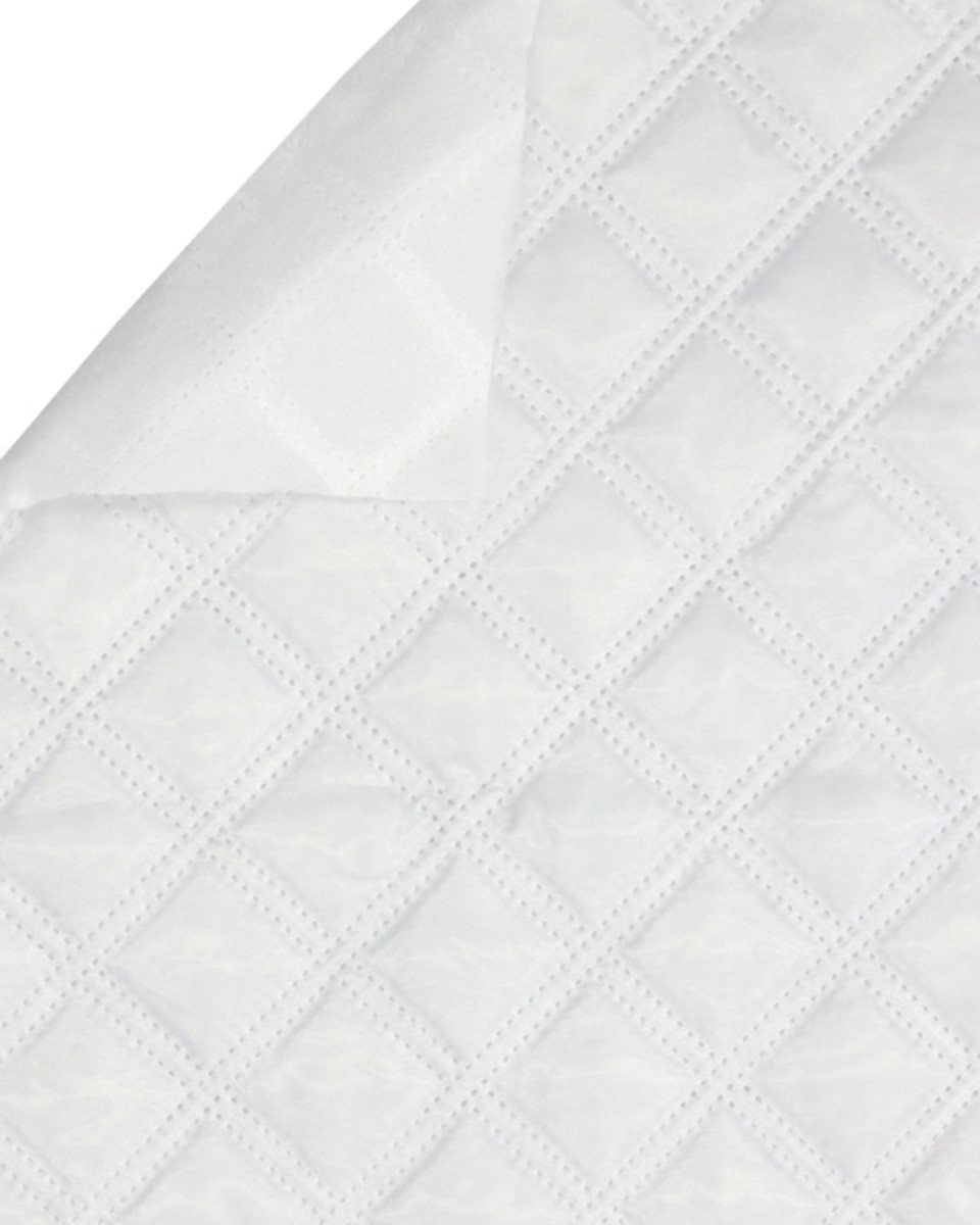 QUILTED POLYESTER LINING   FABRIC CHESSBOARD&nbsp180T (501)  WHITE 150 CM