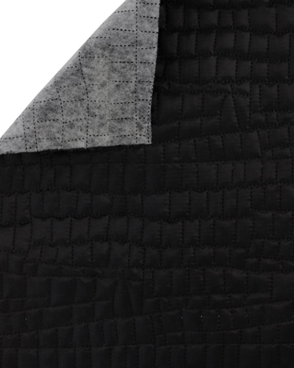 QUILTED  POLYESTER LINING   FABRIC CROCODILE&nbsp180T (501)  BLACK 150 CM