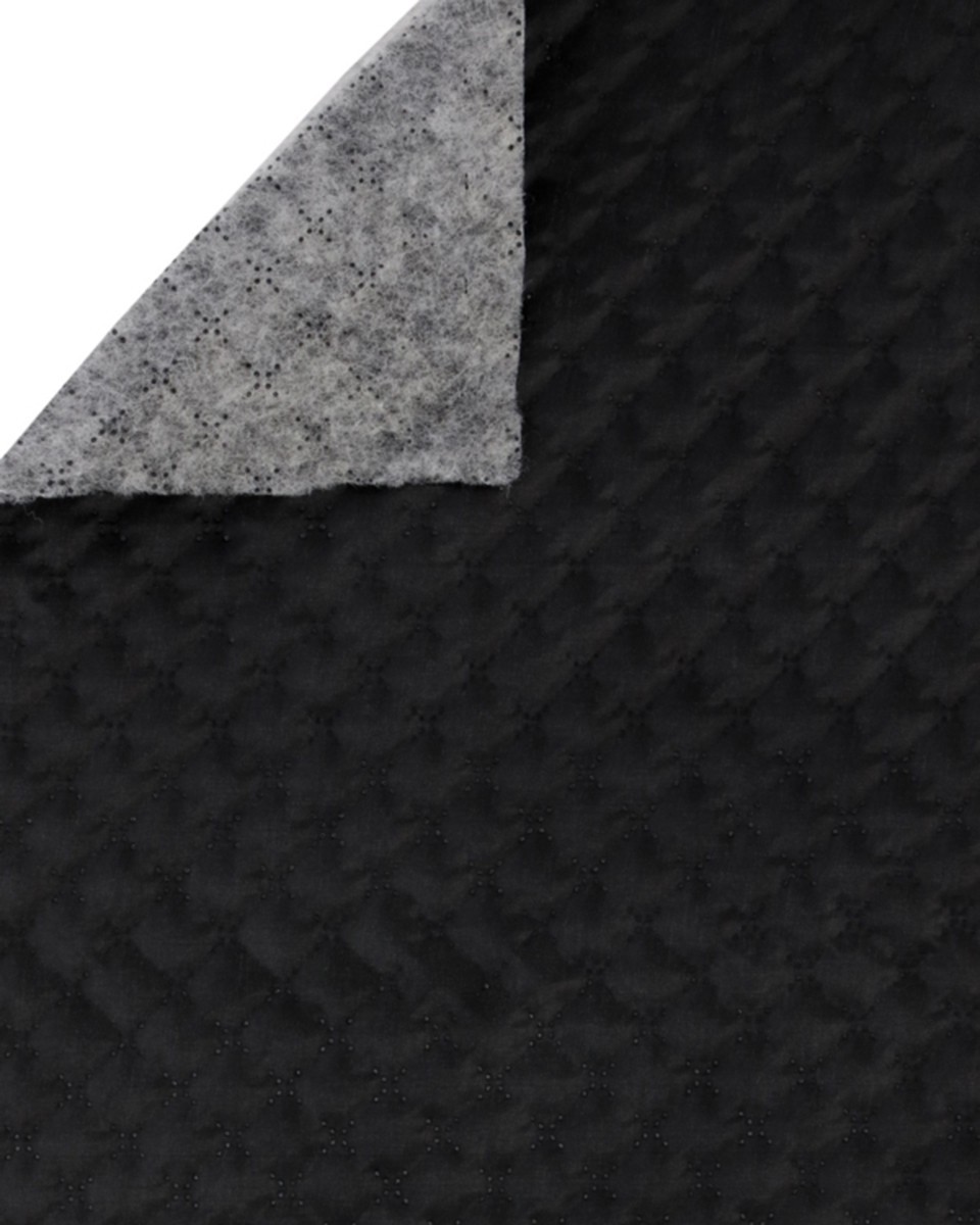 QUILTED POLYESTER   LINING&nbsp FABRIC SNOWFLAKE&nbsp180T (580) BLACK 150 CM