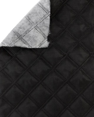 QUILTED POLYESTER LINING   FABRIC CHESSBOARD&nbsp180T (580)   BLACK 150 CM