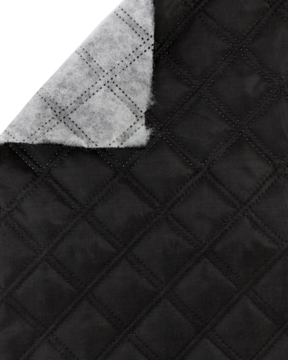 QUILTED POLYESTER LINING   FABRIC CHESSBOARD&nbsp180T (580)   BLACK 150 CM