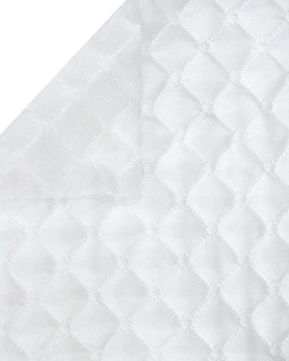 QUILTED POLYESTER LINING  FABRIC  180T SQUARE  + CIRCLE&nbsp3 x&nbsp3 (501) WHITE 150   CM
