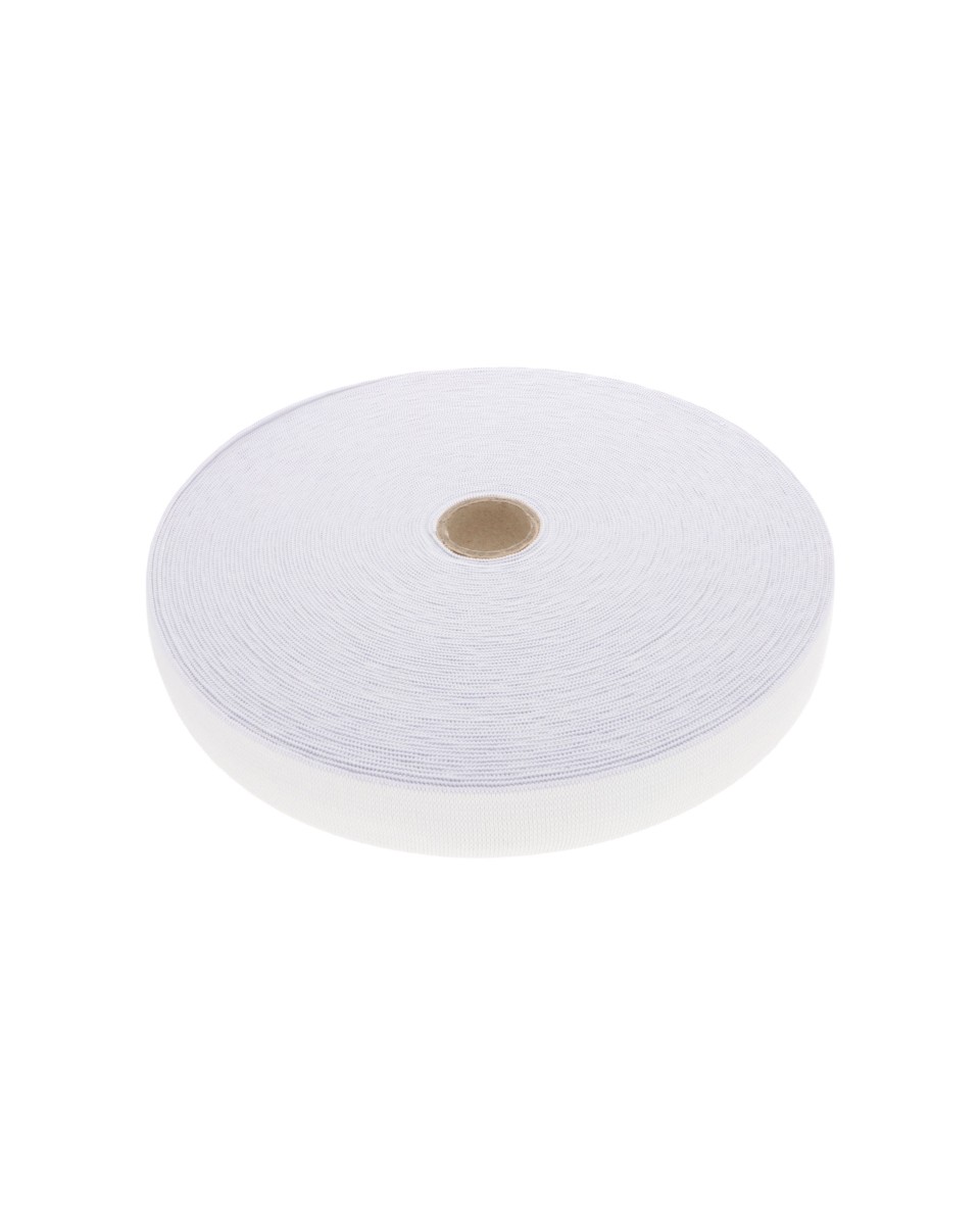 WOVEN ELASTIC TAPE 30 MM (501) WHITE  POLYESTER 25 MB