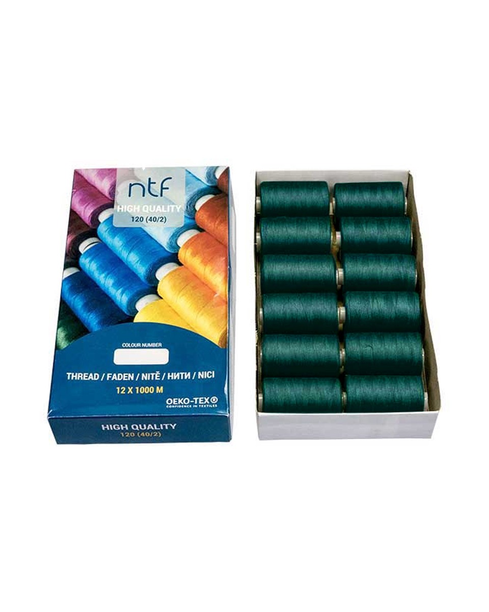 POLYESTER THREADS NTF 40/2 DUNKELSMARAGDGRÜN A615  1000 M x 12 PCS.