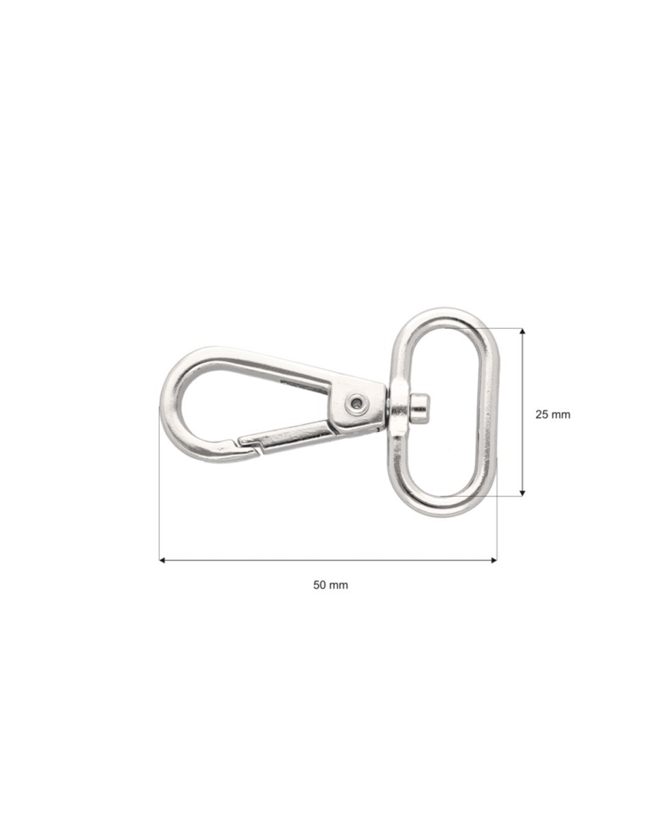 METAL SNAP HOOK 25 MM GLOSSY NICKEL 100    PCS